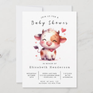 Invitación Bohemia Farm Calf Cow Baby Shower