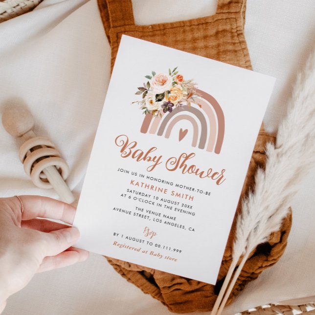invitación bohemia floral arco iris a una ducha de (Subido por el creador)