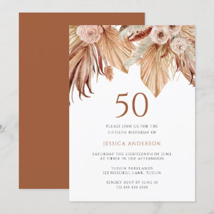 Invitación Bohemia Floral Terracotta Boho 50 cumpleaños