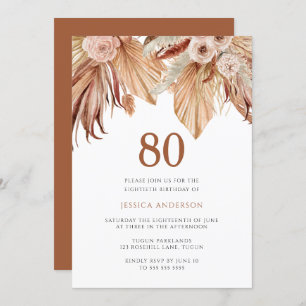 Invitación Bohemia Floral Terracotta Boho 80º cumpleaños