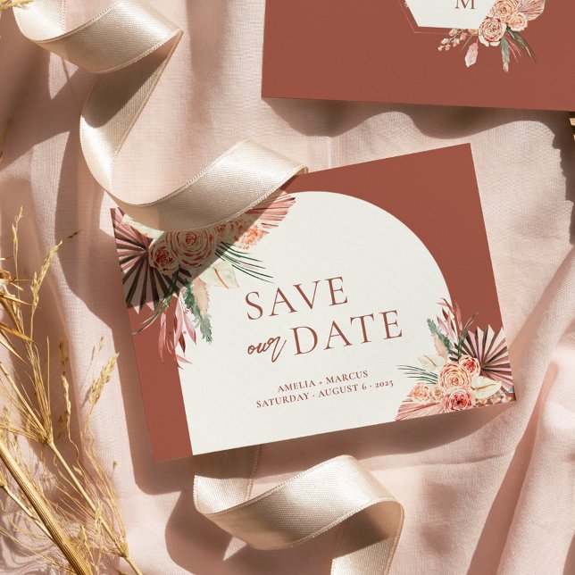 Invitación Bohemia Floral Terracotta & Marfil Salven nuestra  (Subido por el creador)