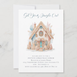 Invitación Bohemia Gingerbread House Feliz Navidad