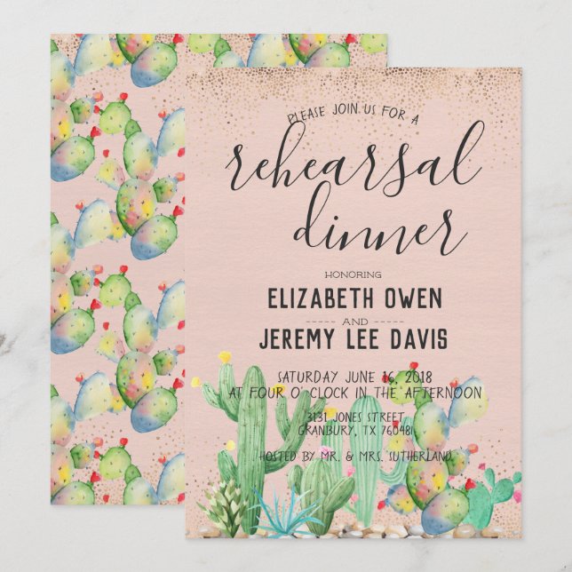 Invitación Bohemia Glam Fiesta Boda Cena (Anverso / Reverso)