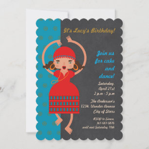 Invitación Bohemia Gyspsy Chica de baile fiesta de cumpleaños