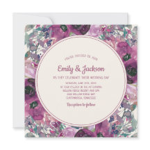 Bohemia Jardín Morado Acuarela Floral Boda