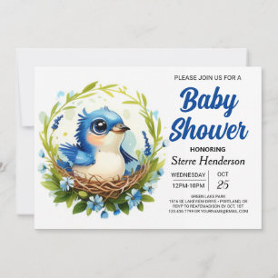 Invitación Bohemia Nest Moda Bird Boy Baby Shower