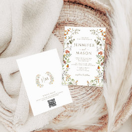 Invitación Bohemian Autumn Meadow Flower Wreath Fall Wedding