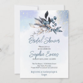 Invitación Bohemian Blueberries & Greenery Blue Bridal Shower