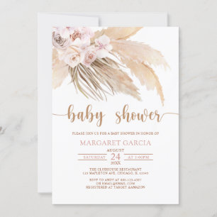 Invitación Bohemian Boho Pampas Grass Baby Shower