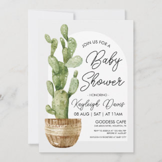 Invitación Bohemian Cactus Baby Shower Succulent