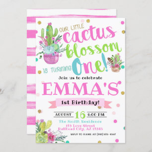Invitación Bohemian Cactus Blossom One 1er cumpleaños