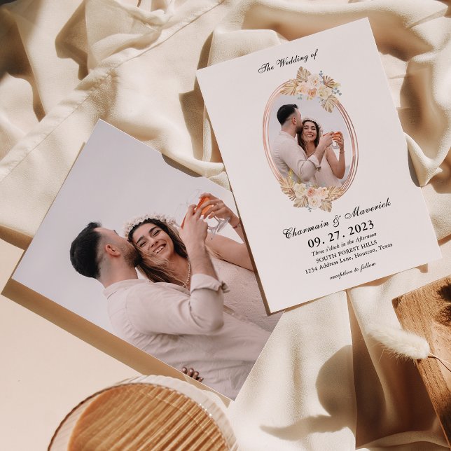 Invitación Bohemian Circle Boarder 2 Photo Boda (Subido por el creador)