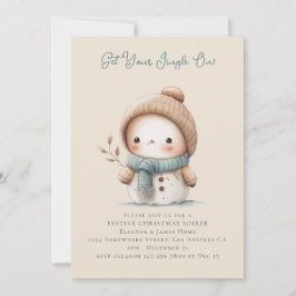 Invitación Bohemian Cute Snowman Feliz Navidad