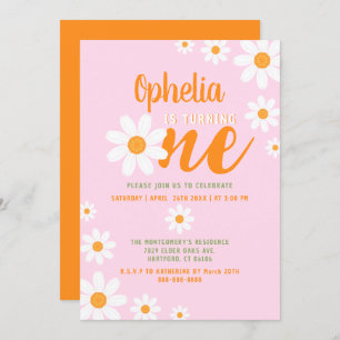 Invitación Bohemian Daisy Baby Primer Fiesta de cumpleaños Cu