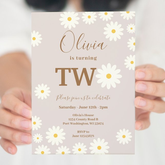 Invitación Bohemian Daisy Floral 2º fiesta de cumpleaños (Subido por el creador)