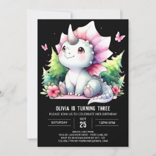 Invitación Bohemian Dino Triceratops Cumpleaños