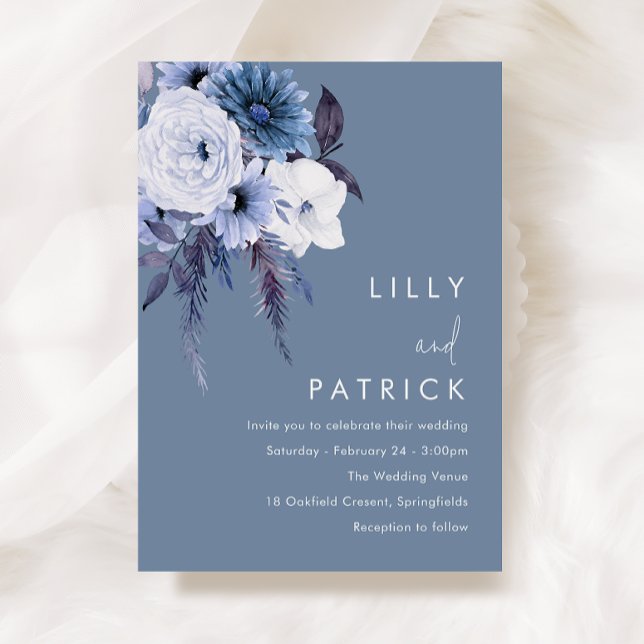 Invitación Bohemian Floral Boho Blue Boda (Subido por el creador)