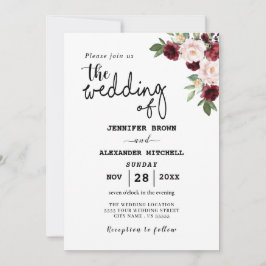 Invitación Bohemian Flowers Elegance Wedding Invitation