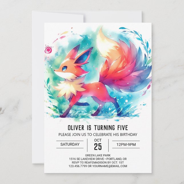Invitación Bohemian Fox Birthday (Anverso)