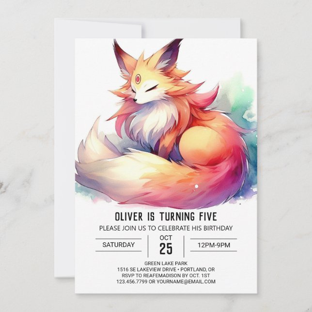 Invitación Bohemian Joyful Fox Birthday (Anverso)