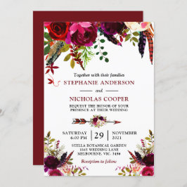 Invitación Bohemian jugo a bordo de floral