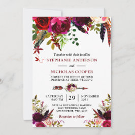 Invitación Bohemian jugo a bordo de floral