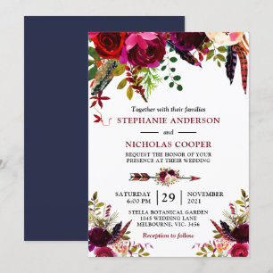 Invitación Bohemian jugo a bordo de floral