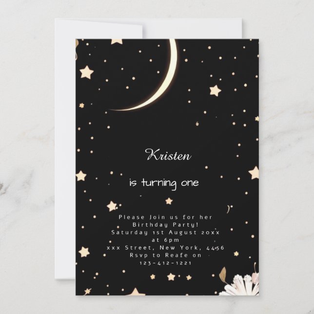 Invitación Bohemian Nightsky Galactic Cumpleaños (Anverso)