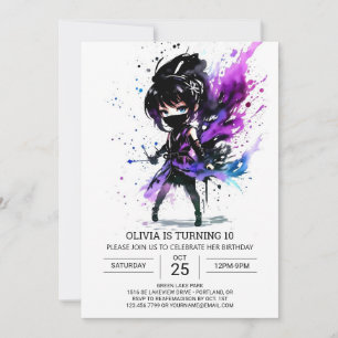 Invitación Bohemian Ninja Chica Imprimible Cumpleaños