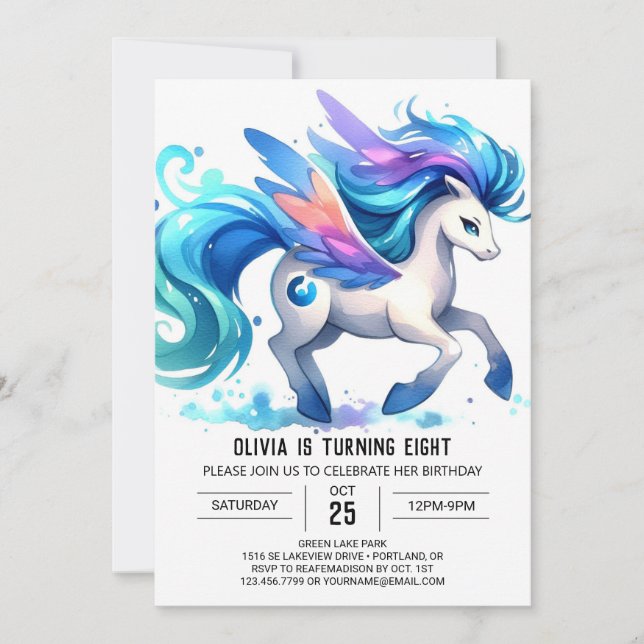 Invitación Bohemian Online Horse Cumpleaños (Anverso)