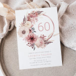 Invitación Bohemian Rubor Wreath Fiesta de cumpleaños número<br><div class="desc">Invitación a la fiesta de cumpleaños número 60 de Rubor Wreath bohemian Ver nuestra colección para muchas más invitaciones y artículos coincidentes También está disponible como una invitación descargable digital.</div>