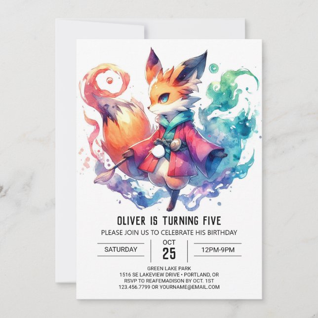 Invitación Bohemian Rustic Fox Birthday (Anverso)