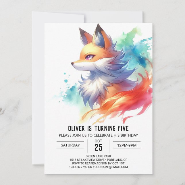Invitación Bohemian Rustic Fox Birthday (Anverso)