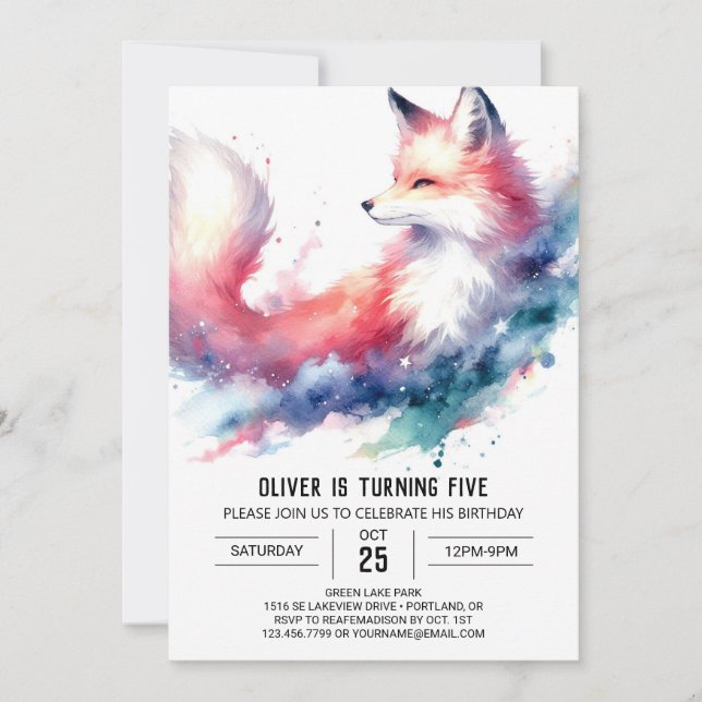 Invitación Bohemian Rustic Fox Birthday (Anverso)
