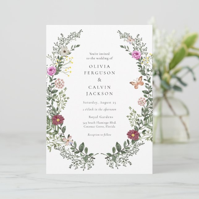 Invitación Bohemian Wildflower Garden Wedding (Anverso de pie)