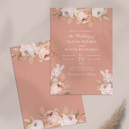 Invitación bohemiana a bodas de peones rosados