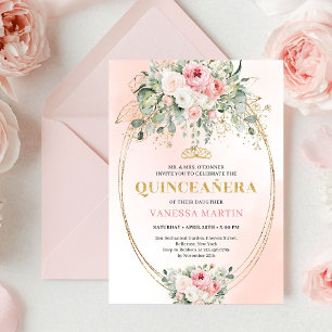 Invitación Bohemiana de Quinceañera con Rosas de R