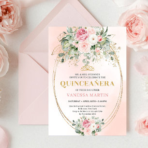 Invitación Bohemiana de Quinceañera Floral Rosa Pá
