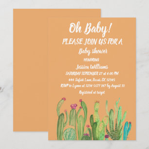 Invitación Bohemias Cactus Arizona Chica acuarela bebé