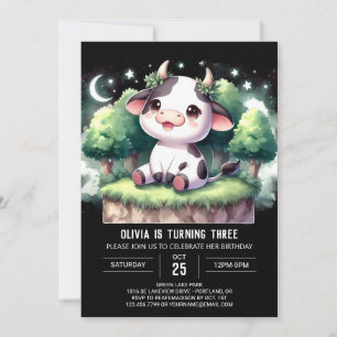 Invitación Bohemias Editable Cow Cumpleaños
