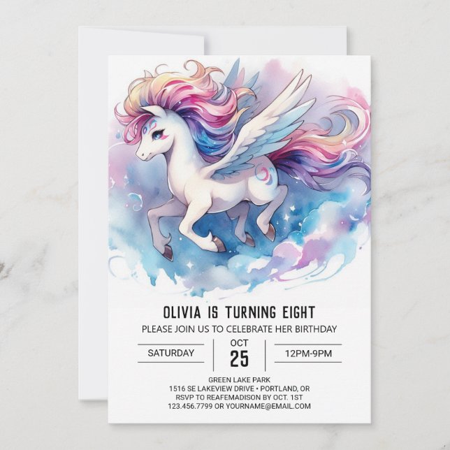 Invitación Bohemias Editable Horse Cumpleaños (Anverso)