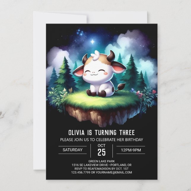 Invitación Bohemias Imprimibles Cumpleaños Vaca (Anverso)