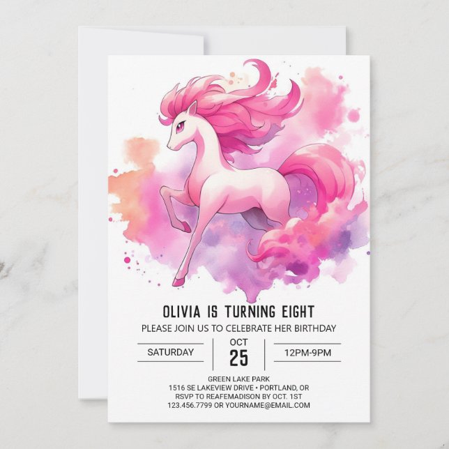 Invitación Bohemias Imprimibles Horse Cumpleaños (Anverso)