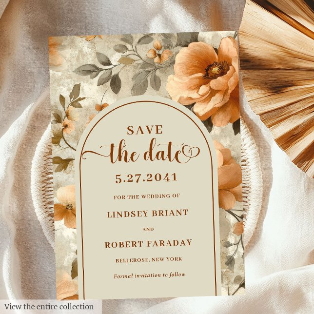 Invitación Bohemio Boho Terroso Marfil Salvia Floral Guardar  (Bohemian Boho Earthy Ivory Sage Floral Save Date)