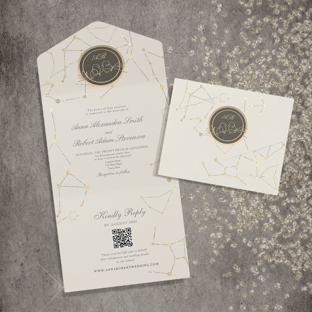 Invitación Bohemio Celestial Todo en Uno para Boda (Subido por el creador)