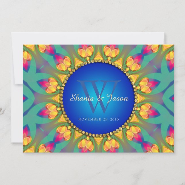 Invitación Bohemio de Boda con Monograma de Giraso (Anverso)
