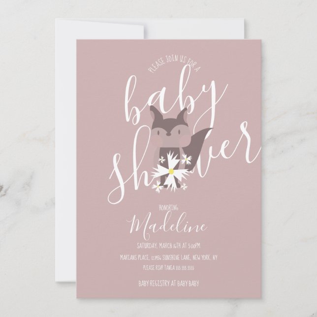 Invitación Bohemio de Zorro para Baby Shower (Anverso)