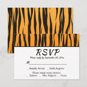 Invitación Bohemio RSVP Estampado Tigre Negro Dorado Raya Ani