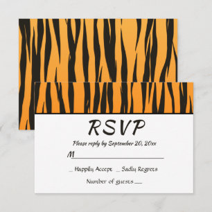 Invitación Bohemio RSVP Estampado Tigre Negro Dorado Raya Ani