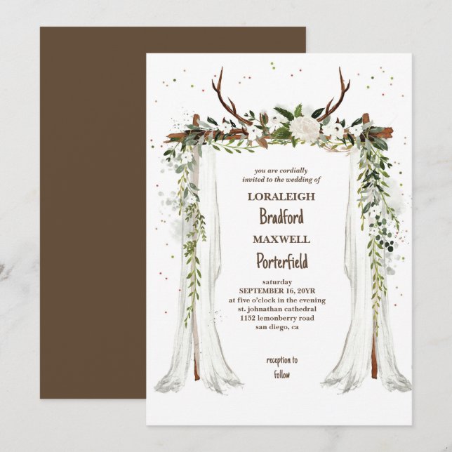 Invitación Bohemio ruso | Boho Canopy Boda (Anverso / Reverso)